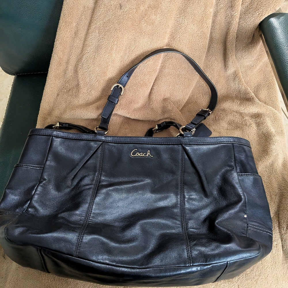 Coach Black Leather Tote Bag